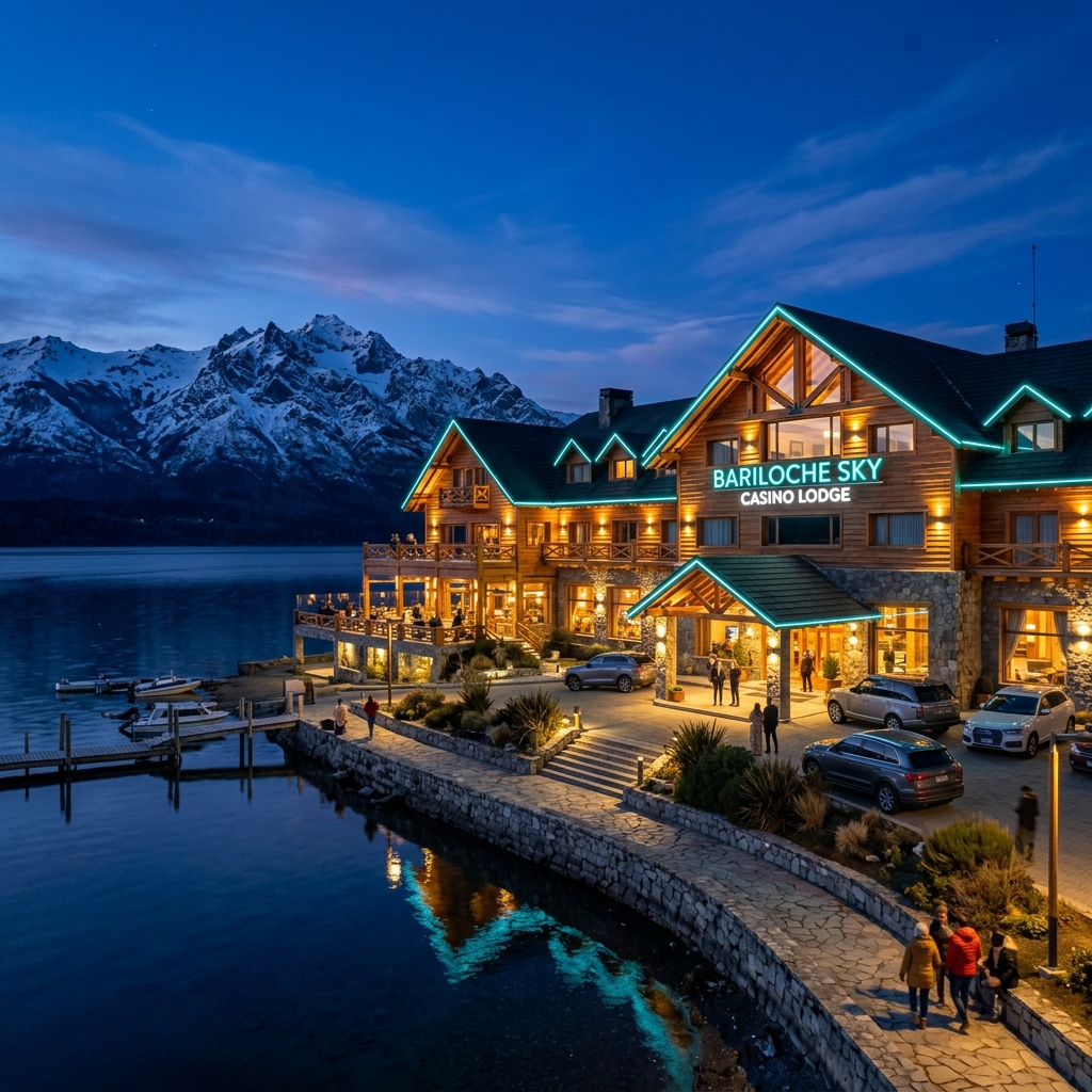 Bariloche Sky Lodge exterior beside a Patagonia lake